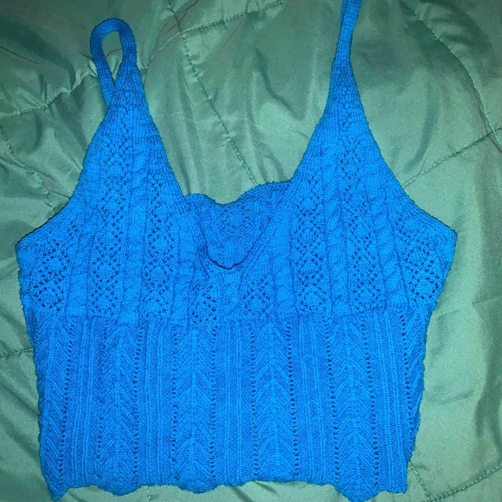 Blue Crochet Tank Top